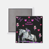 ピンクと紫の馬ジャンパー マグネット (正面/裏面)