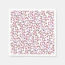 ピンクと紫の鳥の群れ スタンダードカクテルナプキン