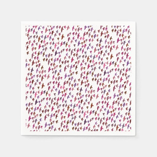 ピンクと紫の鳥の群れ スタンダードカクテルナプキン (正面)