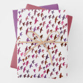ピンクと紫の鳥の群れ ラッピングペーパーシート (インサイチュ)