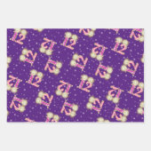 ピンクと紫の12番目の誕生日包装紙  ラッピングペーパーシート (正面2)