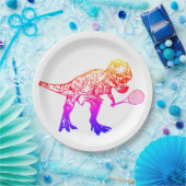 ピンクと紫のTレックスのテニス選手 ペーパープレート (パーティー)