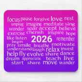 ピンクと紫のWord Cloud 2026 マウスパッド (正面)