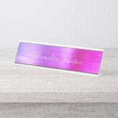 ピンクと紫グラデーションのホイモダンル デスクネームプレート (正面)