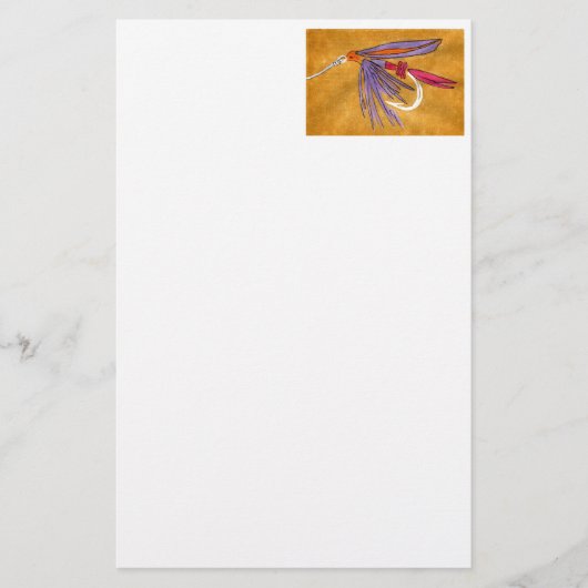 「ピンクと紫」のウェットフライ文房具 便箋 (正面)