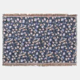 ピンクと紫 |水彩花模様 スローブランケット