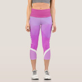 ピンクと紫、白ストライプ名モダン カプリレギンス (正面)