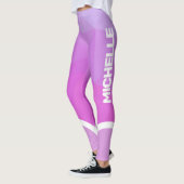 ピンクと紫、白ストライプ名モダン レギンス (左)