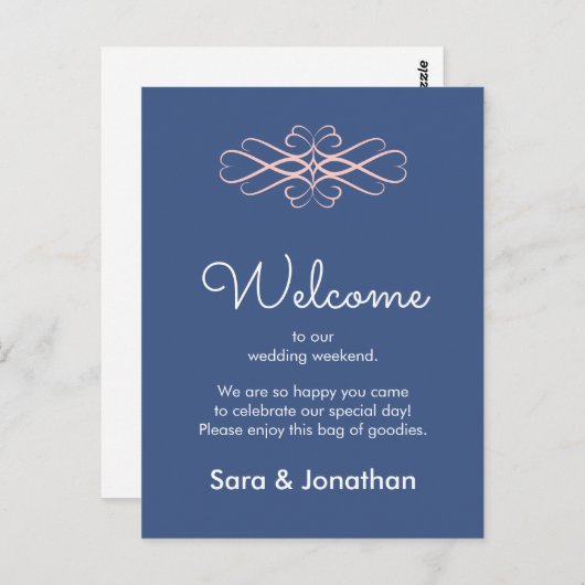 ピンクと結婚ダークブルーへようこそ ポストカード (正面/裏面)