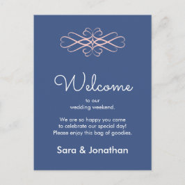 ピンクと結婚ダークブルーへようこそ ポストカード