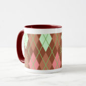 ピンクと緑とアーガイルタータンチェックの格子模様 マグカップ (正面左)