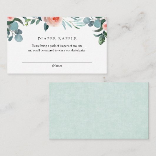 ピンクと緑のおむつラッフルインサートカード エンクロージャーカード (正面/裏面)