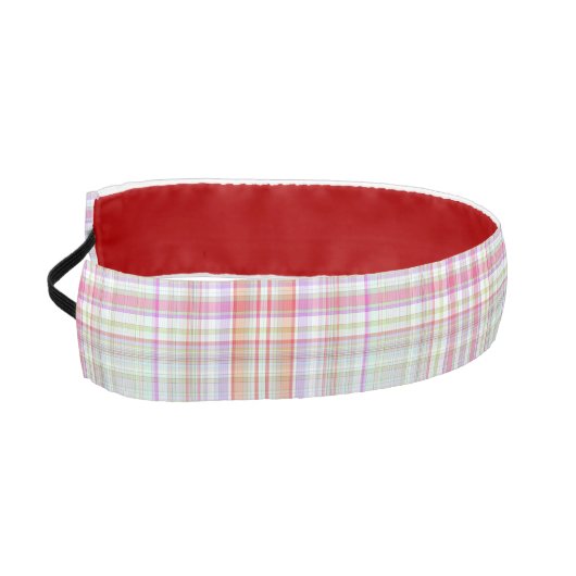 ピンクと緑のおもしろい格子模様、女の子エレガント アスレチックヘッドバンド (左)