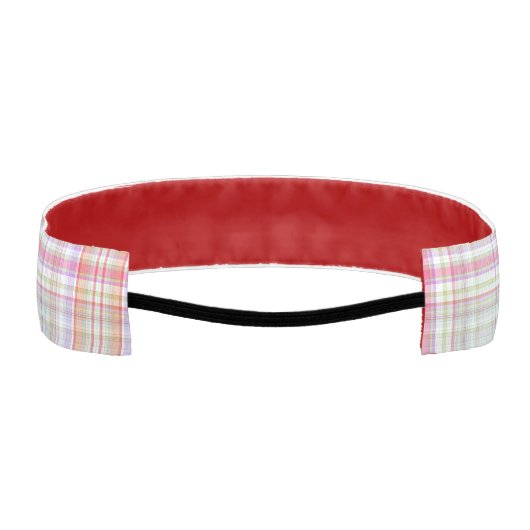 ピンクと緑のおもしろい格子模様、女の子エレガント アスレチックヘッドバンド (裏面)