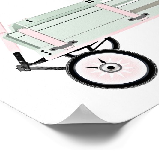 ピンクと緑のおもちゃワゴンキッズデコールプリントポスター ポスター (角)