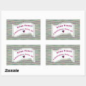 ピンクと緑のかわいらしハートのパターンアドレス 長方形シール (シート)