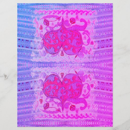 ピンクと緑のかわいらしハートパターンの両面 (裏面)