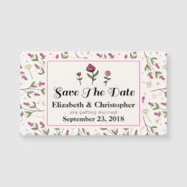 ピンクと緑のかわいらし野花が日付を保存