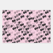 ピンクと緑のさくらんぼオン ラッピングペーパーシート (正面)