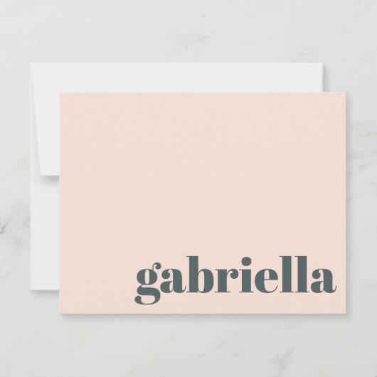 ピンクと緑のはっきりしたタイポグラフィパーソナライズされた名 ノートカード (正面)
