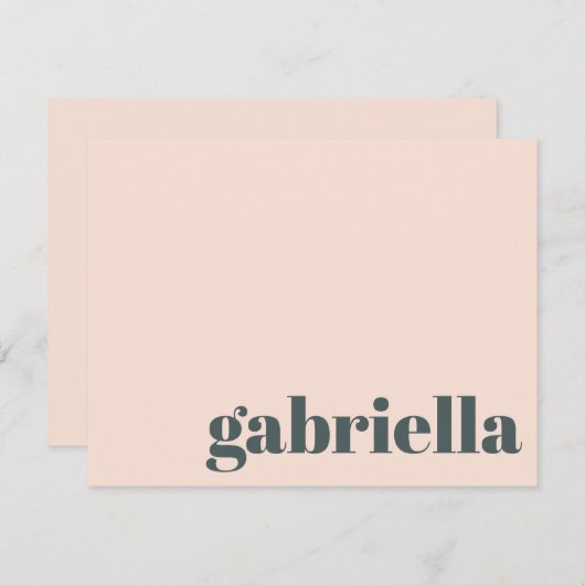 ピンクと緑のはっきりしたタイポグラフィパーソナライズされた名 ノートカード (正面/裏面)