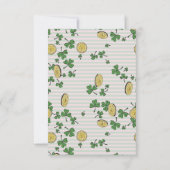 ピンクと緑のアイリッシュシャームロックアンドコイン誕生日 サンキューカード (裏面)