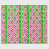 ピンクと緑のアフリカパターン ラッピングペーパー (フラット)