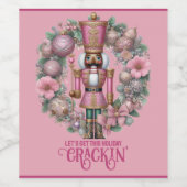 ピンクと緑のアフリカ系アメリカ人のナツクラッカーホリデー ワインラベル (シングルラベル)