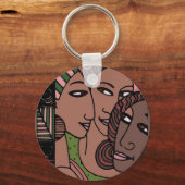 ピンクと緑のアフリカ系アメリカ人女性 キーホルダー (裏面)