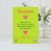 ピンクと緑のアボカドのウェディングレセプション エンクロージャーカード (スタンド正面)