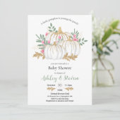 ピンクと緑のカボチャのベビーシャワー 招待状 (スタンド正面)