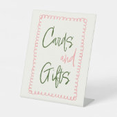 ピンクと緑のカードとギフトテーブルサイン 台座サイン (正面)