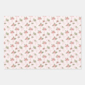 ピンクと緑のクリスマスツリーがキャンディカンを弓 ラッピングペーパーシート (正面2)