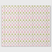 ピンクと緑のクリスマスツリーピンクのクリスマス ラッピングペーパー (フラット)