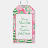 ピンクと緑のクリスマスツリー ギフトタグ (正面)