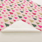 ピンクと緑のクリスマスツリー シェルパブランケット (3/4)