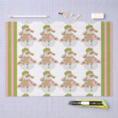 ピンクと緑のクリスマス雪だるま 薄葉紙 (クラフト)