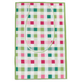 ピンクと緑のクリ市松模様にス ミディアムペーパーバッグ (正面)