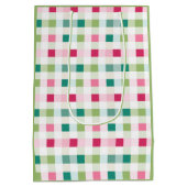 ピンクと緑のクリ市松模様にス ミディアムペーパーバッグ (裏面)
