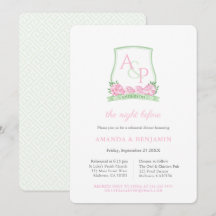 ピンクと緑のクレストのリハ結婚ーサルディナー