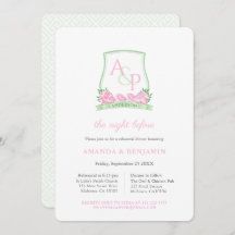 ピンクと緑のクレストのリハ結婚ーサルディナー