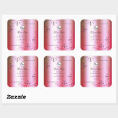 ピンクと緑のグラデーション華美製品ラベルのロゴ スクエアシール (シート)