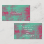 ピンクと緑のグランジ色彩の鮮やか抽象芸術 名刺 (正面/裏面)
