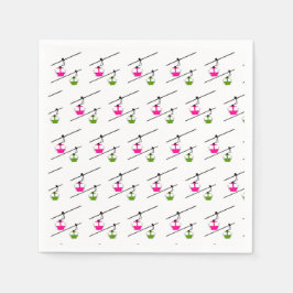 ピンクと緑のゴンドラ スタンダードカクテルナプキン