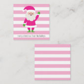 ピンクと緑のサンタストライプのギフト囲いカード ノートカード (正面/裏面)