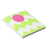 ピンクと緑のシボロンモノグラムメモ帳 ノートパッド (アングル)