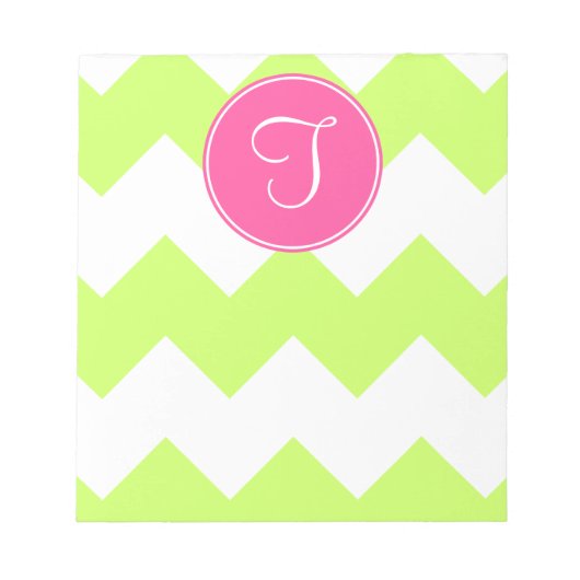 ピンクと緑のシボロンモノグラムメモ帳 ノートパッド (正面)