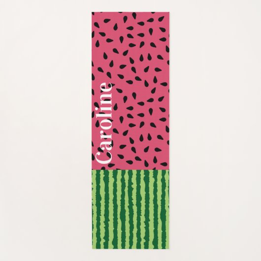 ピンクと緑のスイカパーソナライズされた ヨガマット (正面)