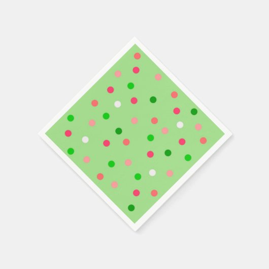 ピンクと緑のスイカ水玉模様 スタンダードカクテルナプキン (角)