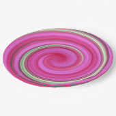 ピンクと緑のスパイラル ペーパープレート (アングル)